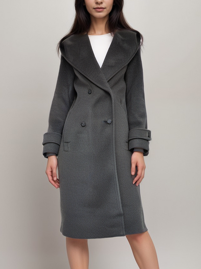 Vegan Wool Long Wrap Coat