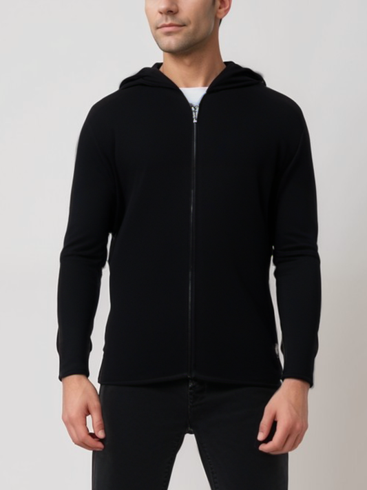 Recycled Zip Up Knit Hoodie | Vegan Knitwear